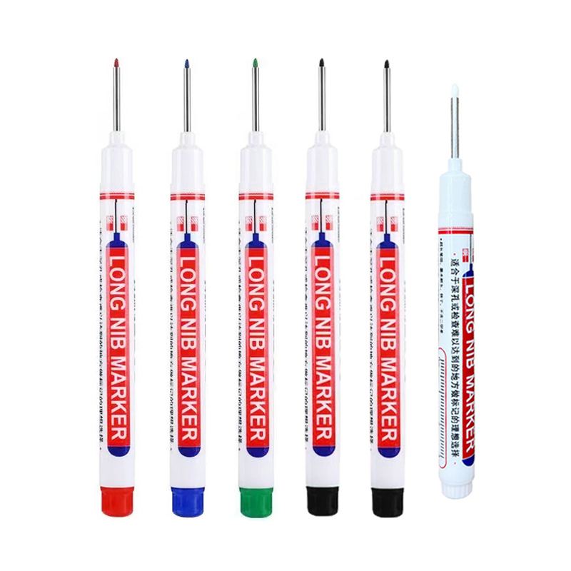 6pcs 20MM Red/Black/Blue/White/Green Ink Long Head Markers Bathroom Woodworking Decoration Multi-purpose Deep Hole Marker Pens: Chocolate