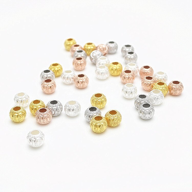 925 Sterling Silver Handcraft Matte Spacer Beads 8mm Round Big Hole Lucky Ornament Charm Beads For Women DIY Jewelry Findings