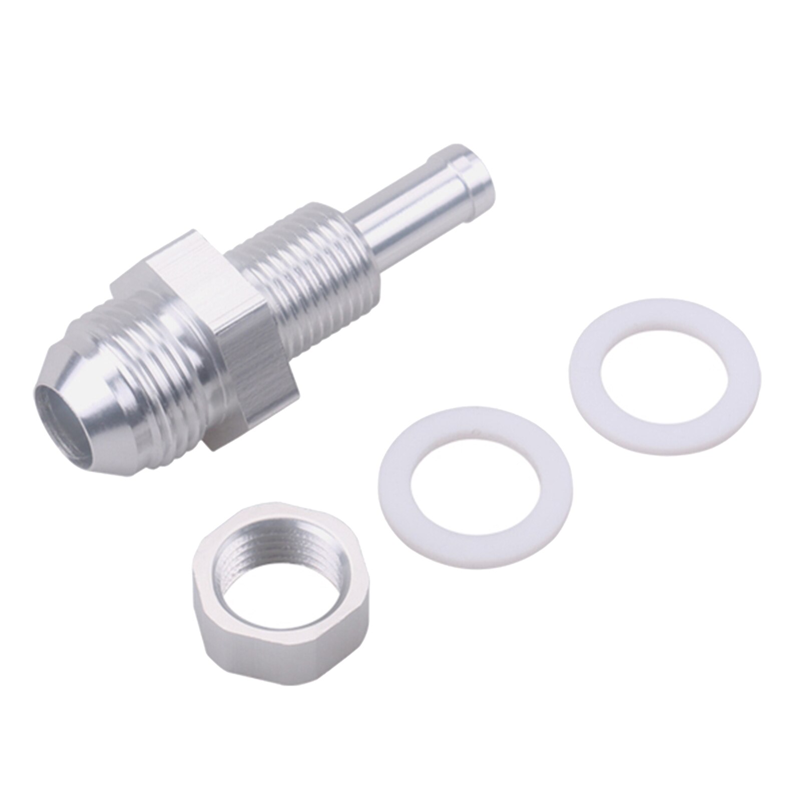 Aluminum Hose Barb Fuel Tank Fitting Adapter 8AN Male Flare Bulkhead to 3/8 Hose Barb, High Performance