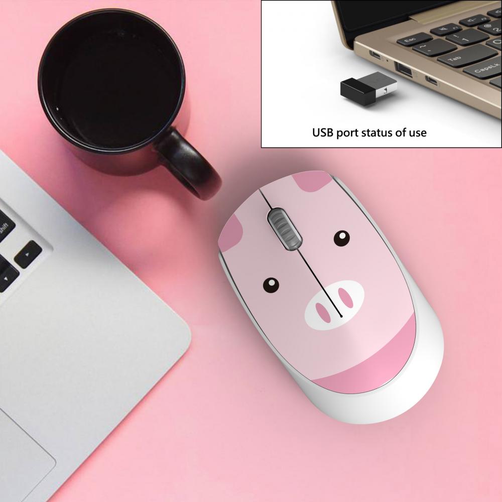 Ratón inalámbrico con de dibujos animados para niños, Mouse óptico 3D ergonómico de 2,4G con de hámster, ideal para ordenador de oficina y portátil