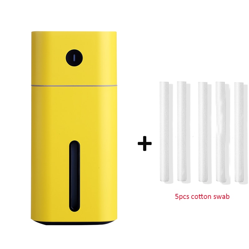 Car Humidifier USB Essential Oil Aroma Diffuser with 7 Color Changing LED Lights for Office Home Ultrasonic Air Humidifier: Yellow and 5 filters