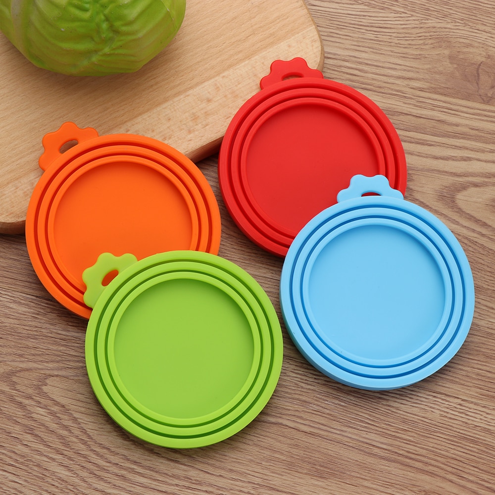 1Pc 3 In 1 Reusable Food Storage Keep Fresh Tin Cover Cans Cap Pet Can Box Cover Silicone Can Lid Kitchen Supplies