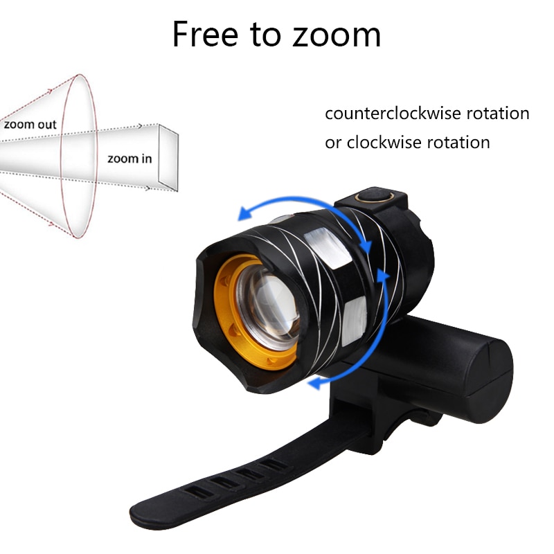 Waterproof USB Rechargeable Bike Light T6 LED Front Bike Headlight MTB Bicycle Lamp with Built-in Battery Cycling Accessories