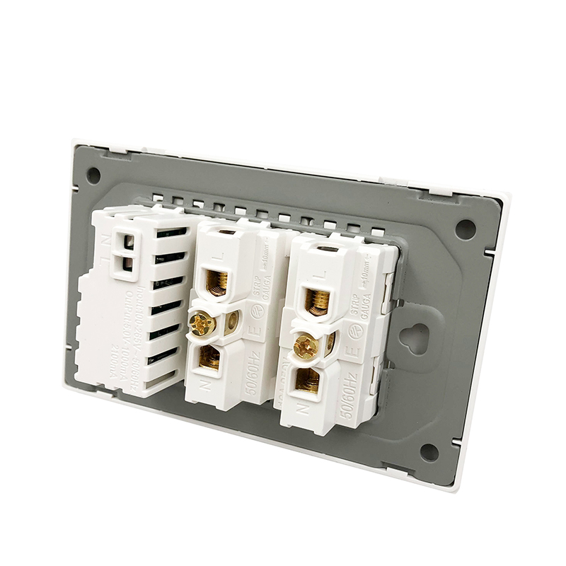 Italy Chile USB socket plug 2100mA fast charging tempered glass panel home power plug 16A 110V-250V wall socket