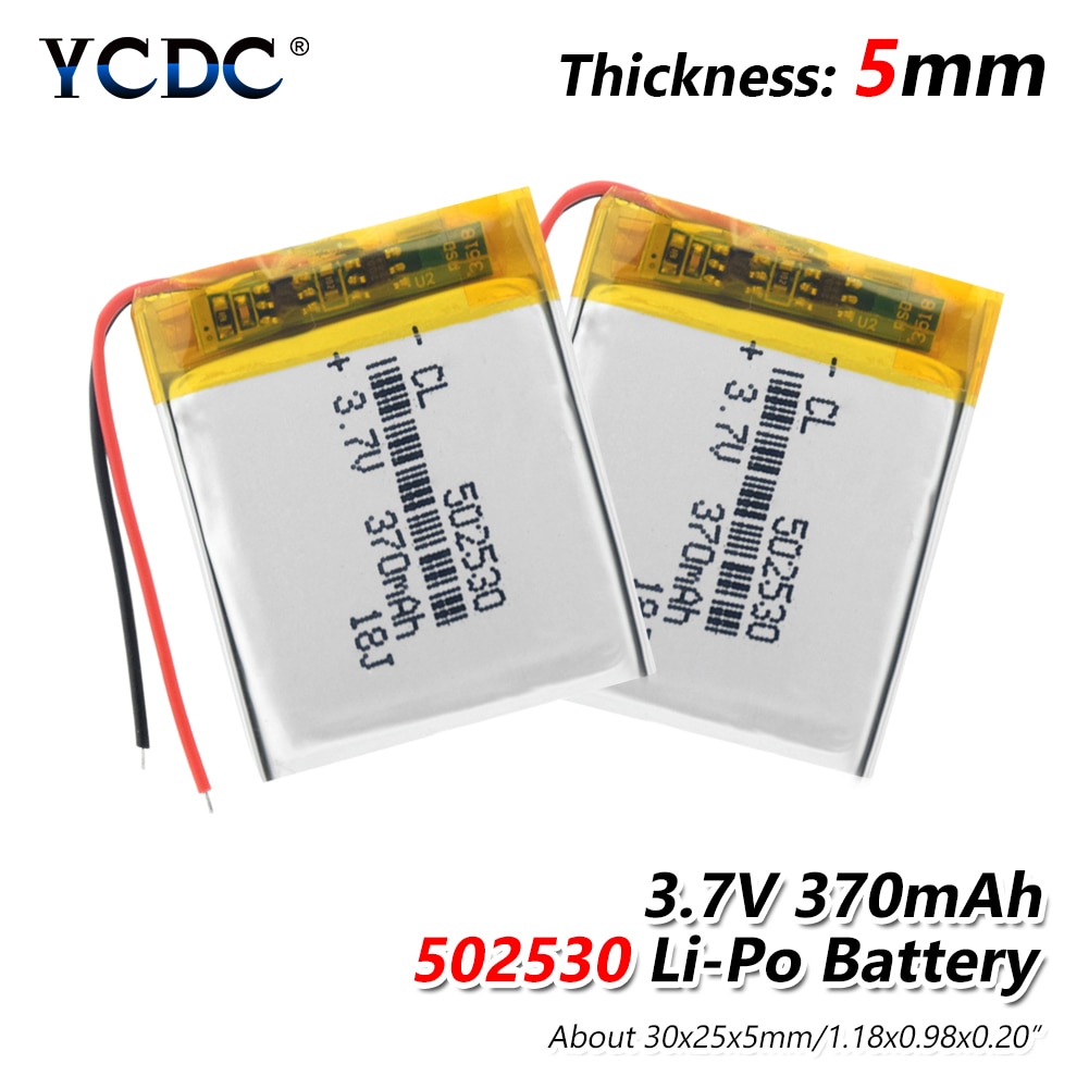1/2/4 Pcs Rechargeable 370mAh Li-po Battery 3.7V Lithium Li-ion Polymer Batteries 30x25x5mm 502530 Li-polymer Bateria With PCB