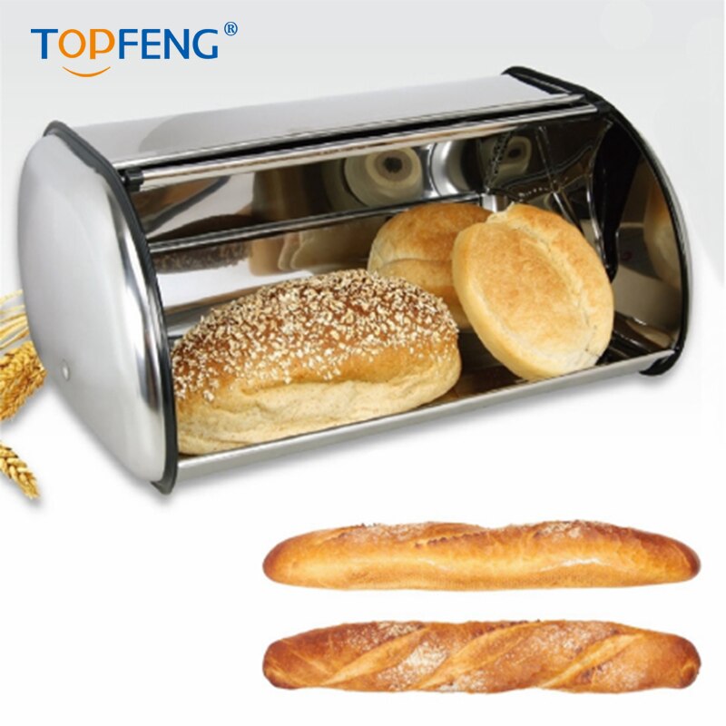 1Pc Large Stainless Steel Bread Box Storage Bin Keeper Food Kitchen Container Bread Holder