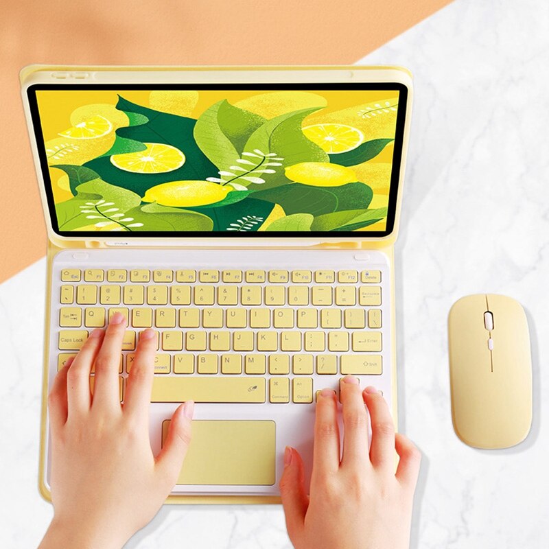 Draadloos toetsenbord voor ipad pro 11 bt toetsenbord met touchpad voor snoepkleurige leren tablethoes