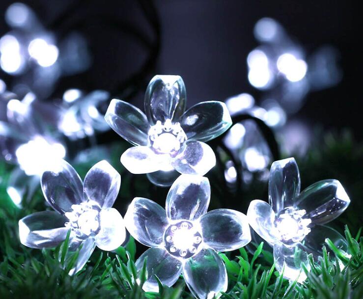 20/30/50 Led Peach Flower String Lamp Trendy Garden Decor Solar String Fairy Lights: 50LED / white