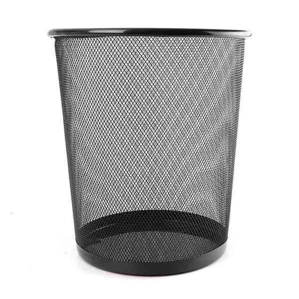 Simple office home iron mesh trash round trash Kitchen debris cleaning bucket 2pcs black