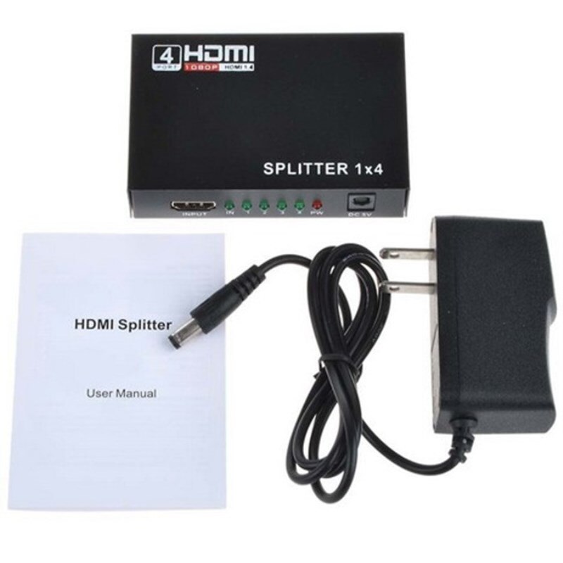 1 In 4 Out Splitter HDMI Splitter Switch HD Hub Repeater Amplifier for 3D HDTV