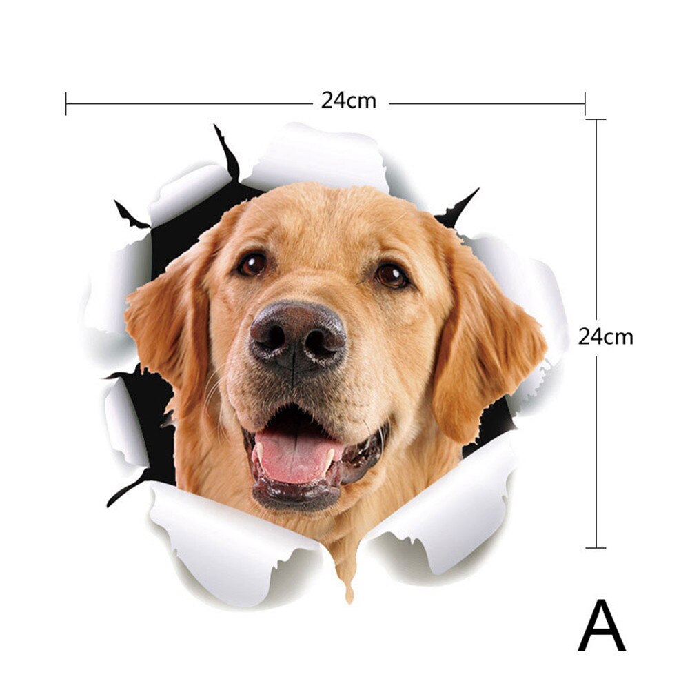 Pegatinas de coche creativas bonitas de simulación 3D, calcomanía autoadhesiva para perro gato, calcomanía para pared para niños, murales extraíbles para habitación: A