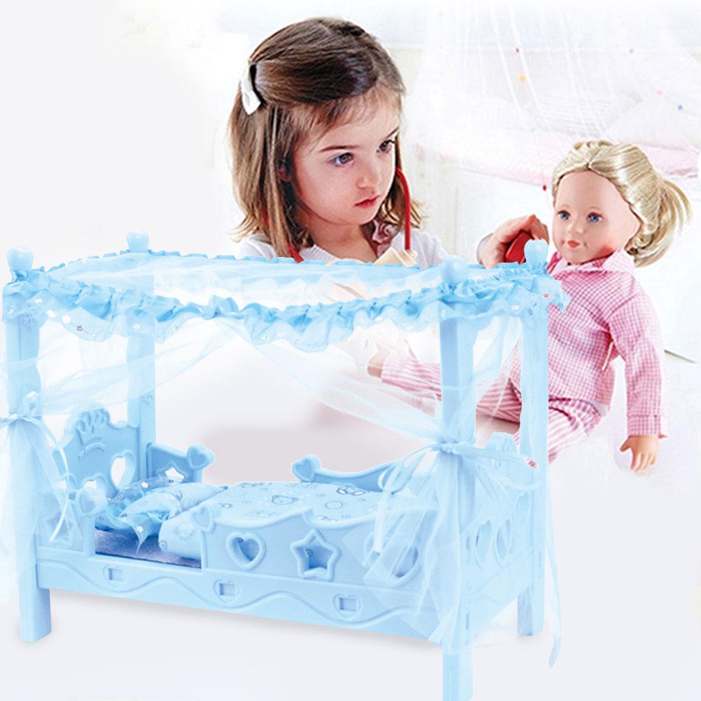 Mini Imitatie Bed Meubels Pop Kinderen Meisjes Speelhuis Speelgoed Bed Prinses Pop Speelgoed Shaker Hangmat Simulatie Wieg