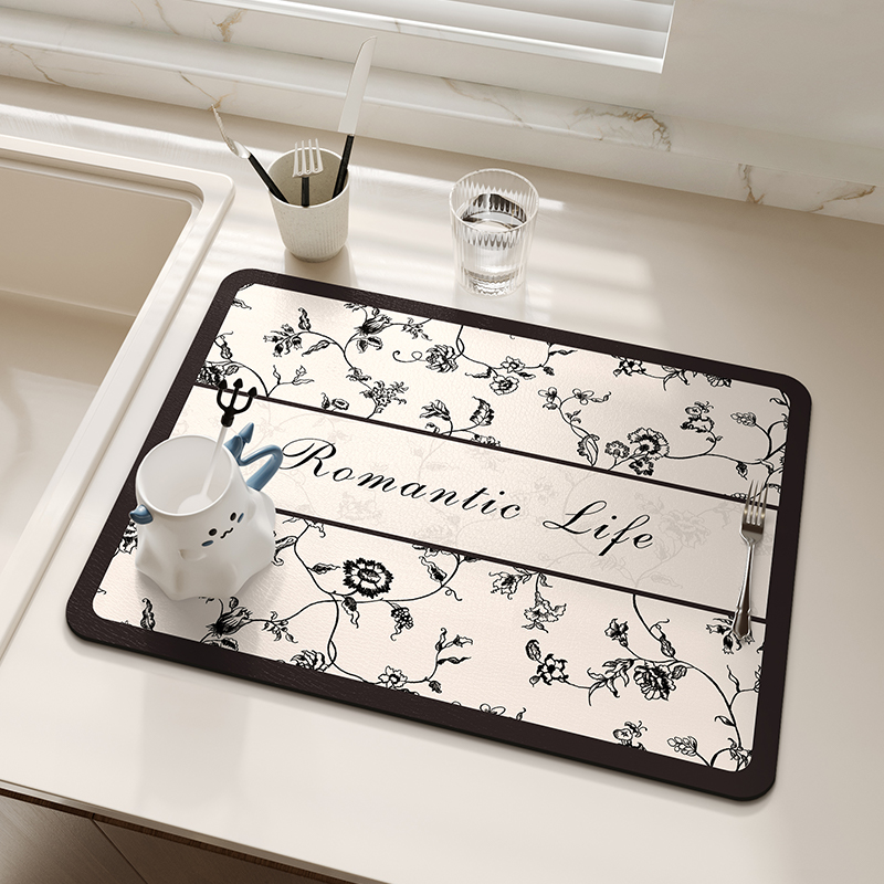 Super Absorbent Kitchen Dish Drying Mat Coffee Maker Mats Drain Pad Tableware Draining Pad Quick Dry Rug Dinnerware Placemat: 75x40cm / green