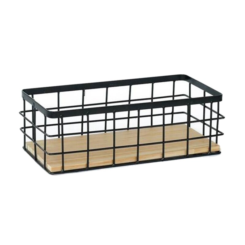 2Pack Metall Lagerung Korb mit Holz Basis, Dekorative Körbe für Heimat Lager, draht Korb für sterben Organisation Von Kleinen Geschirr