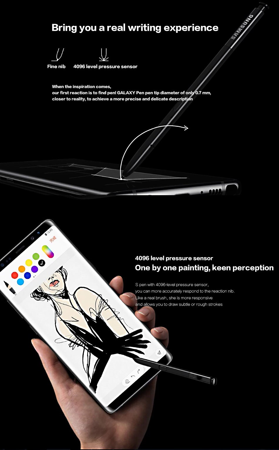 Stylus für samsung galaxy note 8, aktiver s pen, touchscreen-stift, wasserdichter note 8, anrufstift