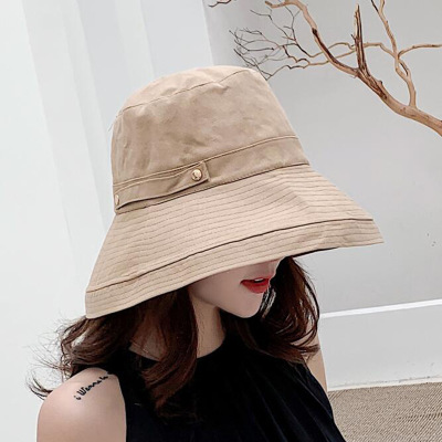 Bingyuanhaoxuan 7 ensfarver bøttehatte til kvinder mænd panama bøttehætte kvinder hat fisker bomuld enkle hatte: Khaki