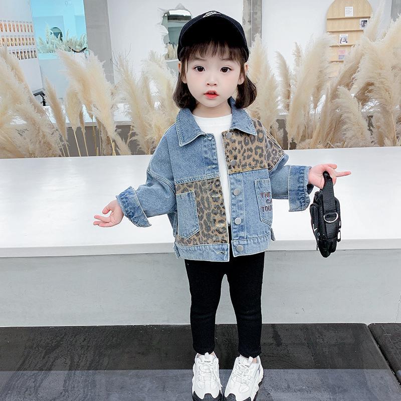 Jongens Meisjes Borduren Denim Jas Lente Herfst Kleding Baby Mode Kinderen Korea Stijl Luipaard Patchwork Jas