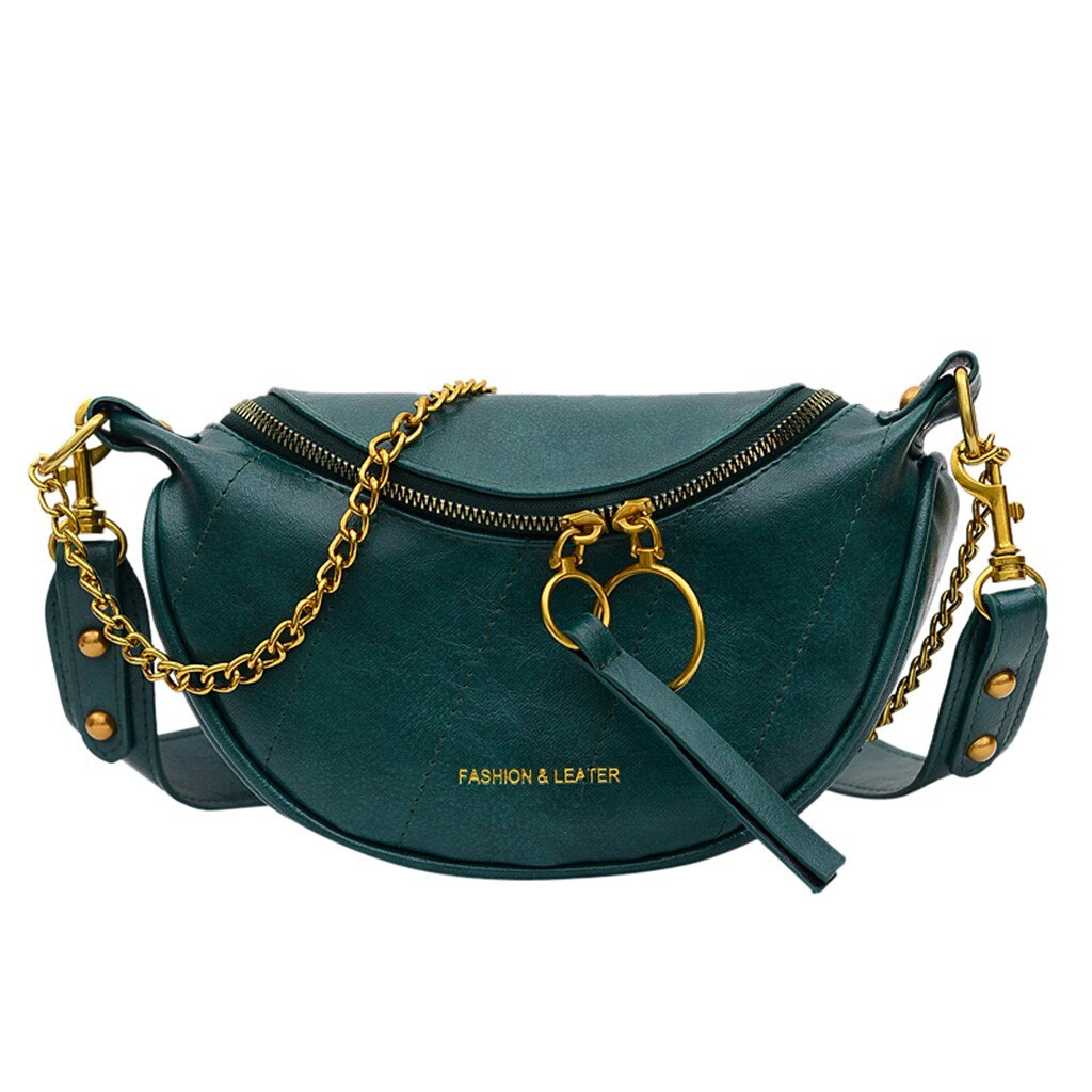 Unisex di Modo di Doppia Cerniera Borse In Pelle Borse a Spalla Crossbody Bag Petto Borse tasjes dames bolsa feminina # SW: Green 