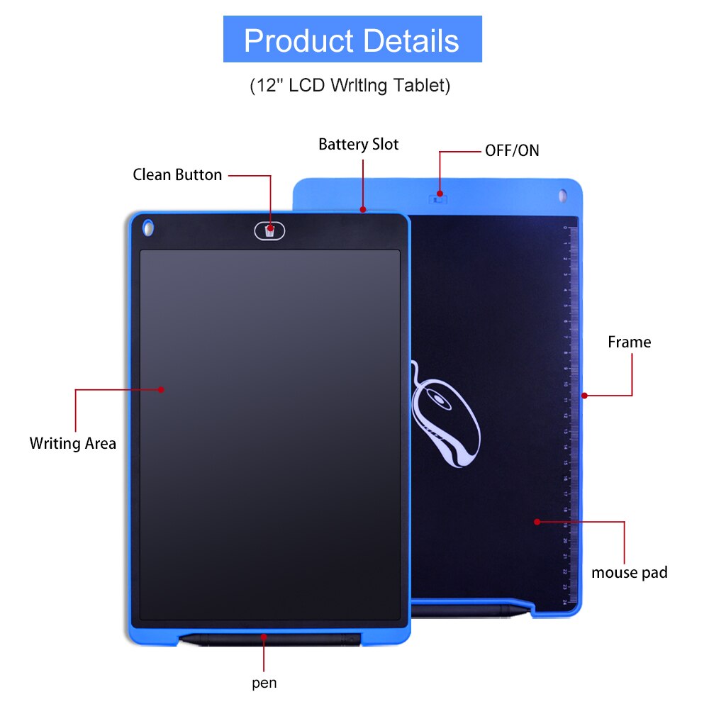 CHIPAL 12 Inch LCD Drawing Tablet Digital Writing Graphic Tablets Electronic Handwriting Pad Pads Graphics Board for Kid Kids