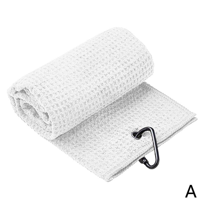 Golf Towel Waffle Pattern Cotton With Carabiner Cleaning Towels Cleans Hook Balls Microfiber Clubs Hands B0F2: white