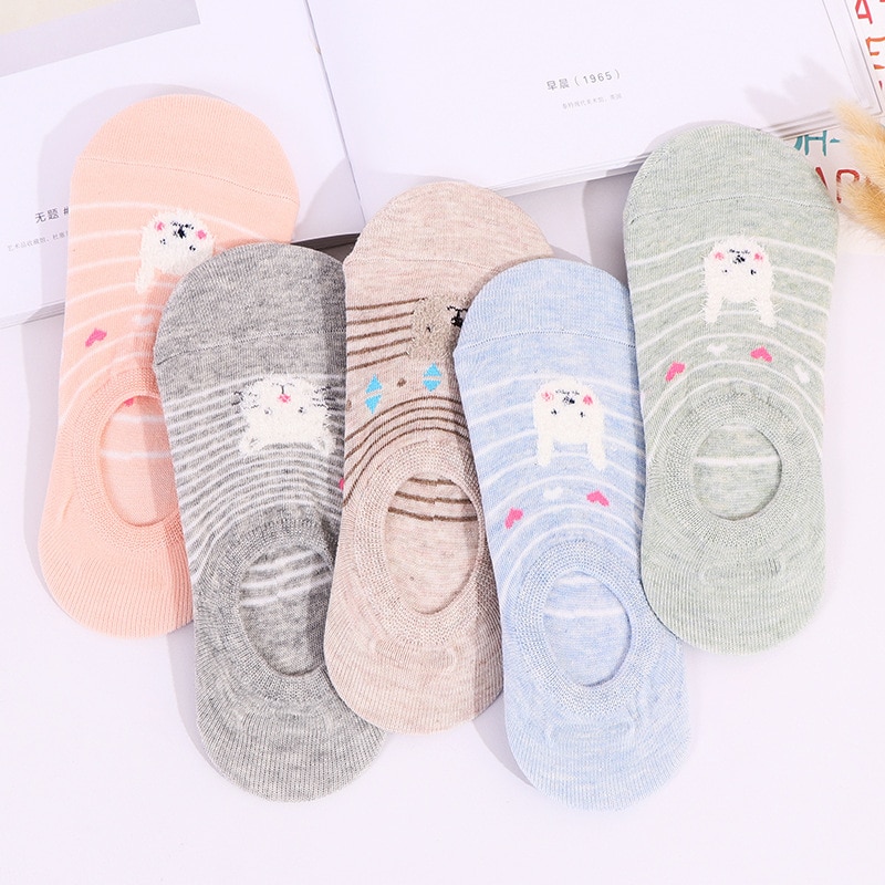 Colorful animal Invisible Short Woman Sweat summer comfortable cotton girl women's boat socks ankle low female 1pair=2pcs XG36