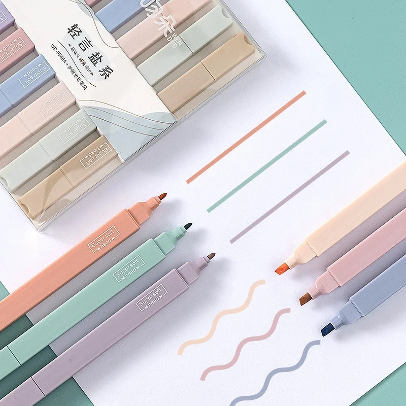 Juego de rotuladores resaltadores Pastel, marcadores resaltadores Kawaii de Color Morandi, bolígrafos bonitos, papelería coreana para útiles escolares