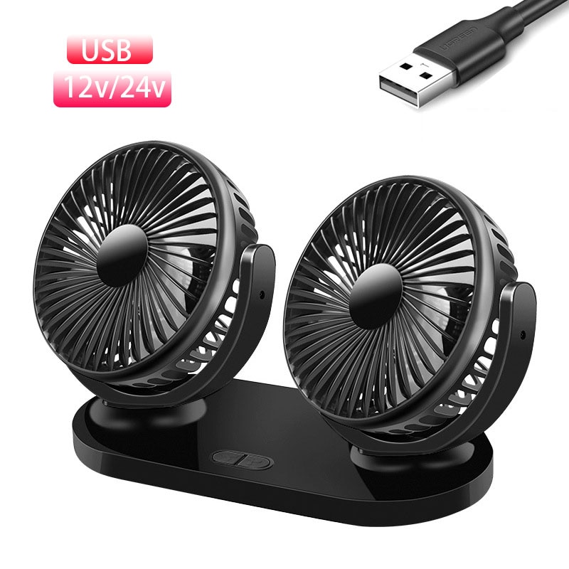 12 V/24 V USB Universele 360 Graden All-Ronde Verstelbare Car Auto Air Cooling Dual Hoofd Fan dashboard Koeler Ventilator Auto Fan