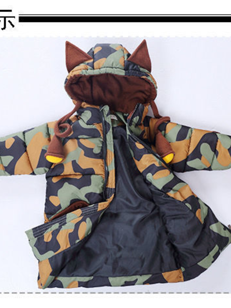 Kinderen Baby Unisex Katoen Gewatteerde Jas Lange Verdikte Koreaanse Meisje Camouflage Jassen Peuter Jongen Winterjas Snowsuit