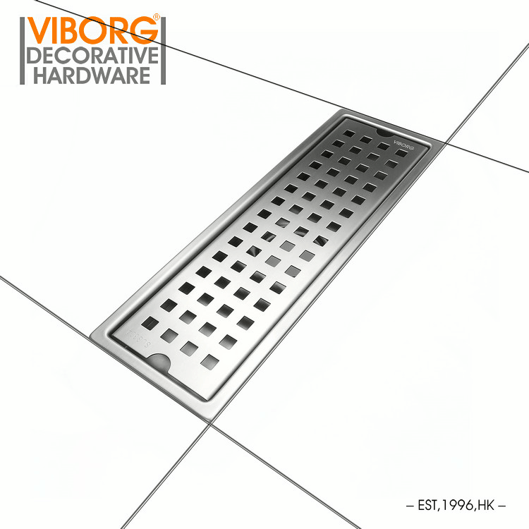 VIBORG 300mm x 100mm Deluxe 304 Rvs Extra dikke Rechthoekige Badkamer Douche Linear Afvoerputje Stainer drainage