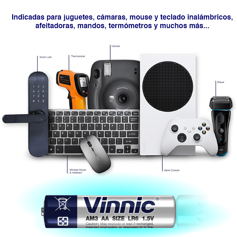 Pilas Vinnic bateria original Alcalina Tipo AA LR6 en blister 40X Unidades