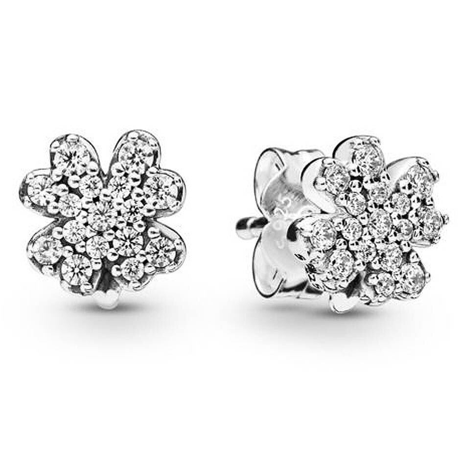 925 Sterling Silver Rosa Leonessa E Cuore Annodato Cuori Emotivo Obbligazioni Simbolo Di Amore Pandora Orecchini Per Le Donne del Regalo Dei Monili: 4