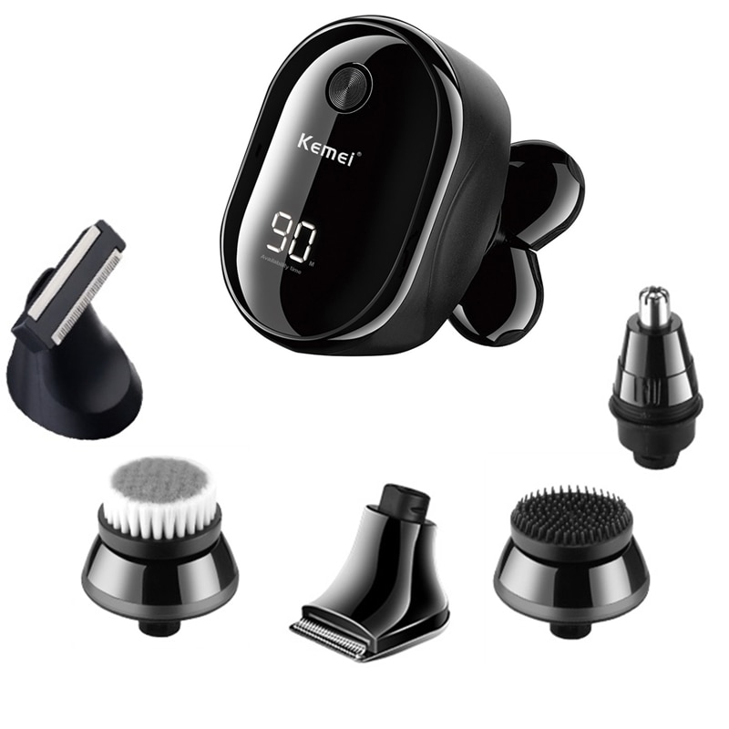 6in1 washable electric razor for men beard dry wet shaving machine facial body electric shaver li-ion rechargeable grooming set
