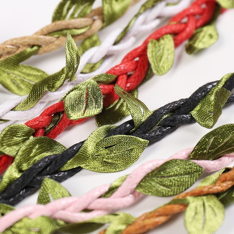 5 meter naturligt jutegarn säckvävsband med konstgjorda vinblad för bröllop, hem och trädgård