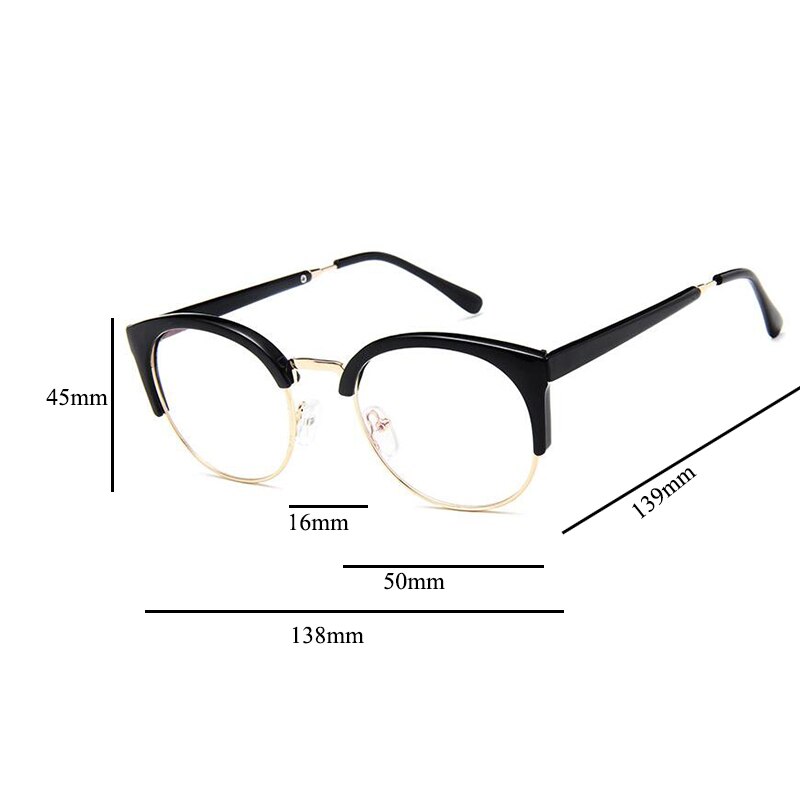 Jahrgang retro Halb randlose brille transparente rahmen runde klare linse gläser Frauen Männer optische rahmen Metall schlicht Gläser Klasse