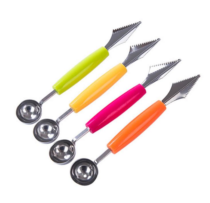 Melone Baller notizia in anticipo impostato coltello da intaglio in acciaio inossidabile anguria cantalupo scoop per tagliare e raccogliere frutta meloni strumenti: casuale colore
