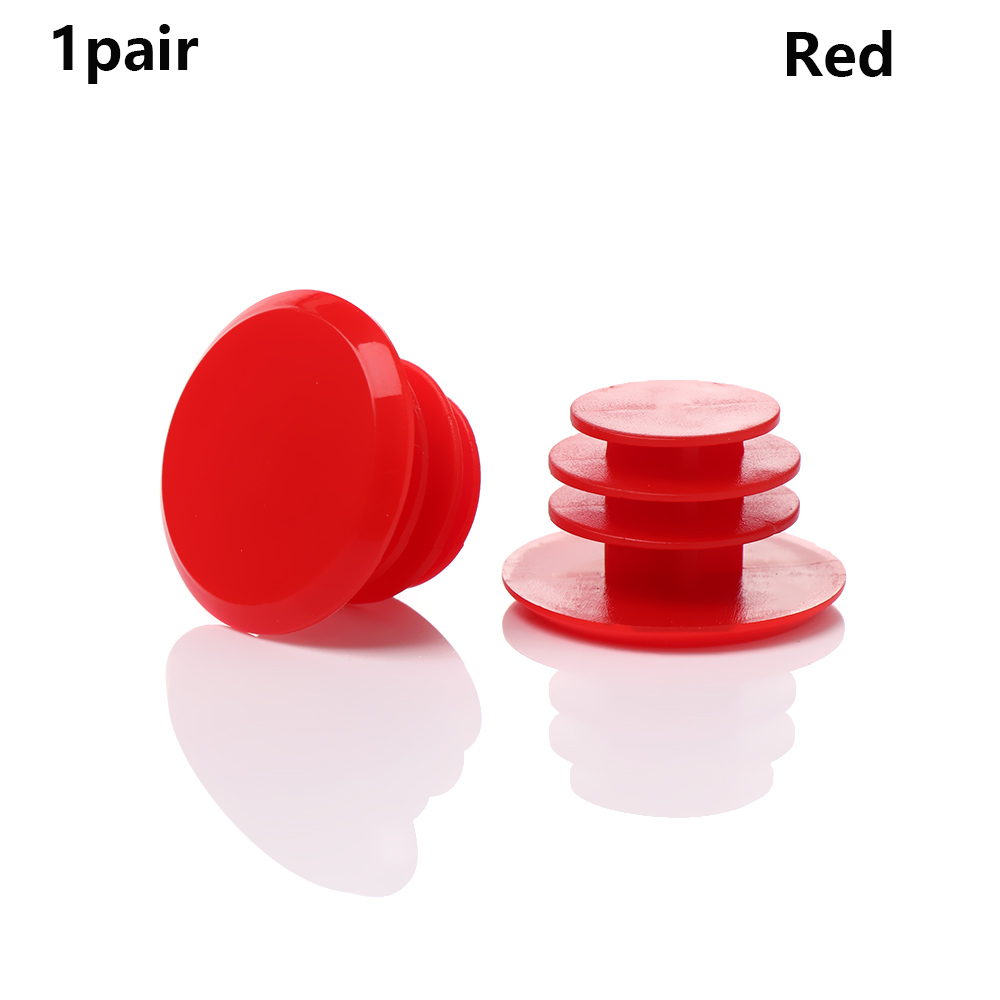 1Pair Bicycle Plastic Handles Caps Colorful Stoppers Handlebar Grip End Plugs Road Bike Grips Cycling Accessories: Red