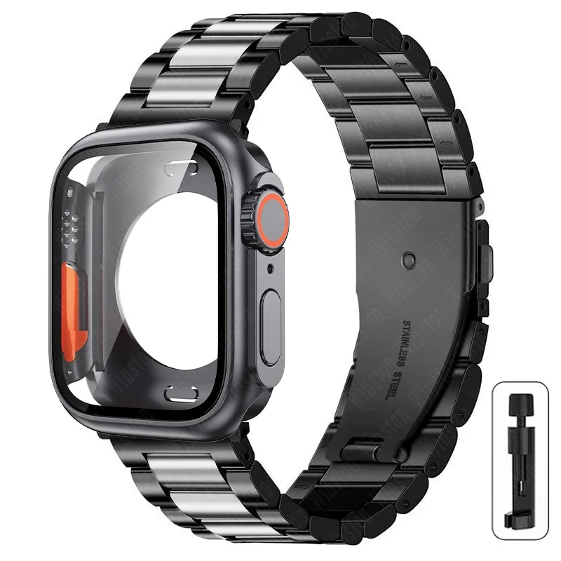 Stainless Steel Change Band On Apple Watch Series Case+Metal Band