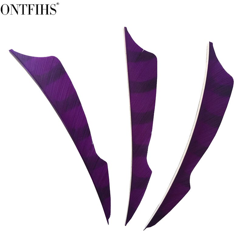ONTFIHS RW-50 pièces 4 "rayé Double multicolore piqûre Arrrow plume Fletching pour tir à l'arc flèche accessoires Fletches plumes: VIOLET