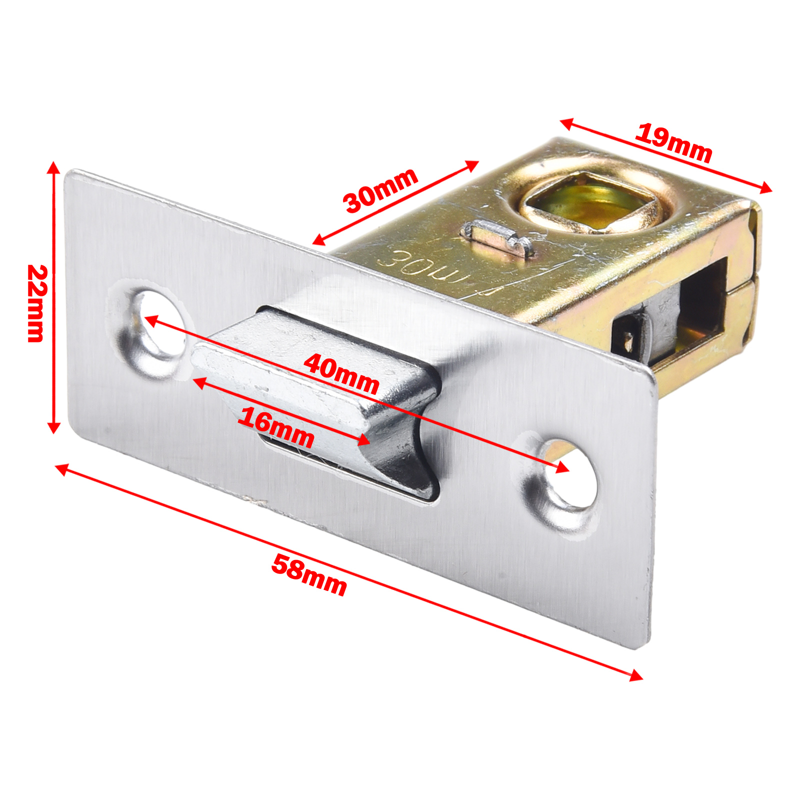 Mortice Door Tubular Latch Internal Bolt Facility Sprung Catch Flat 30mm 35mm 40mm 45mm For Internal Doors Lock Mechanisms: Gold
