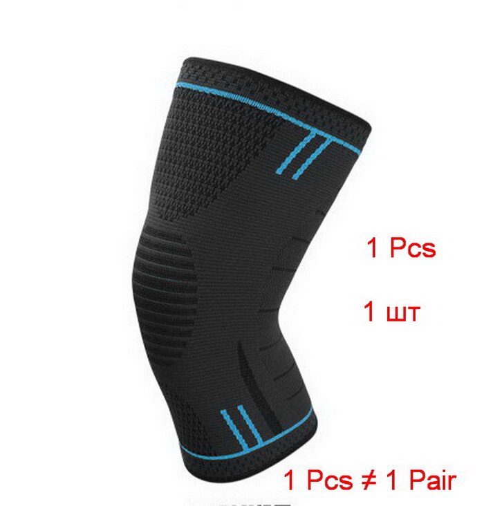 1Pcs Elastic Knee Pad For Sport Garden Work Knee Support Sleeve For Fitness Running Volleyball Knee Brace mtb Bike kneepad: 1pcs black sky blue / M