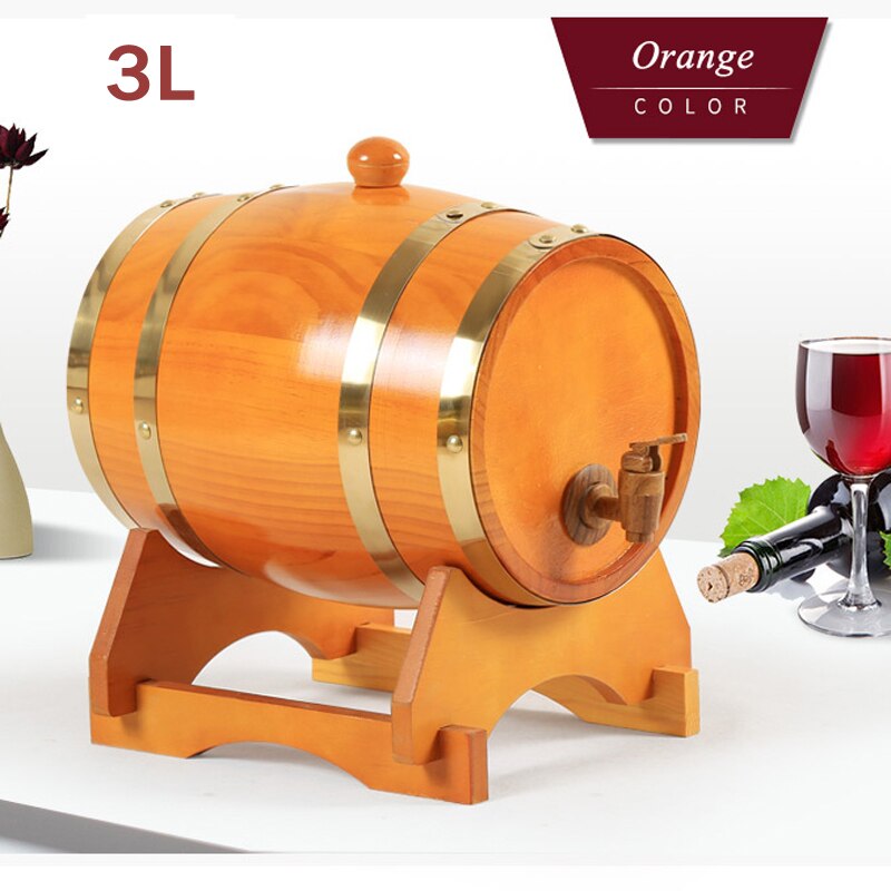 Barril de vino de madera, equipo de elaboración de cerveza de roble, Mini barril de cerveza casera, grifo para barril de cerveza, dispensador Para Ron Pot Whisky wine 1,5/3L: 3L Orange