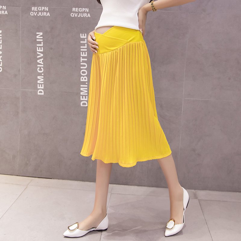 Sommer gravide kvinder bukser ensfarvet kryds lavtaljet patchwork chiffon plisserede bukser barsel brede ben capris