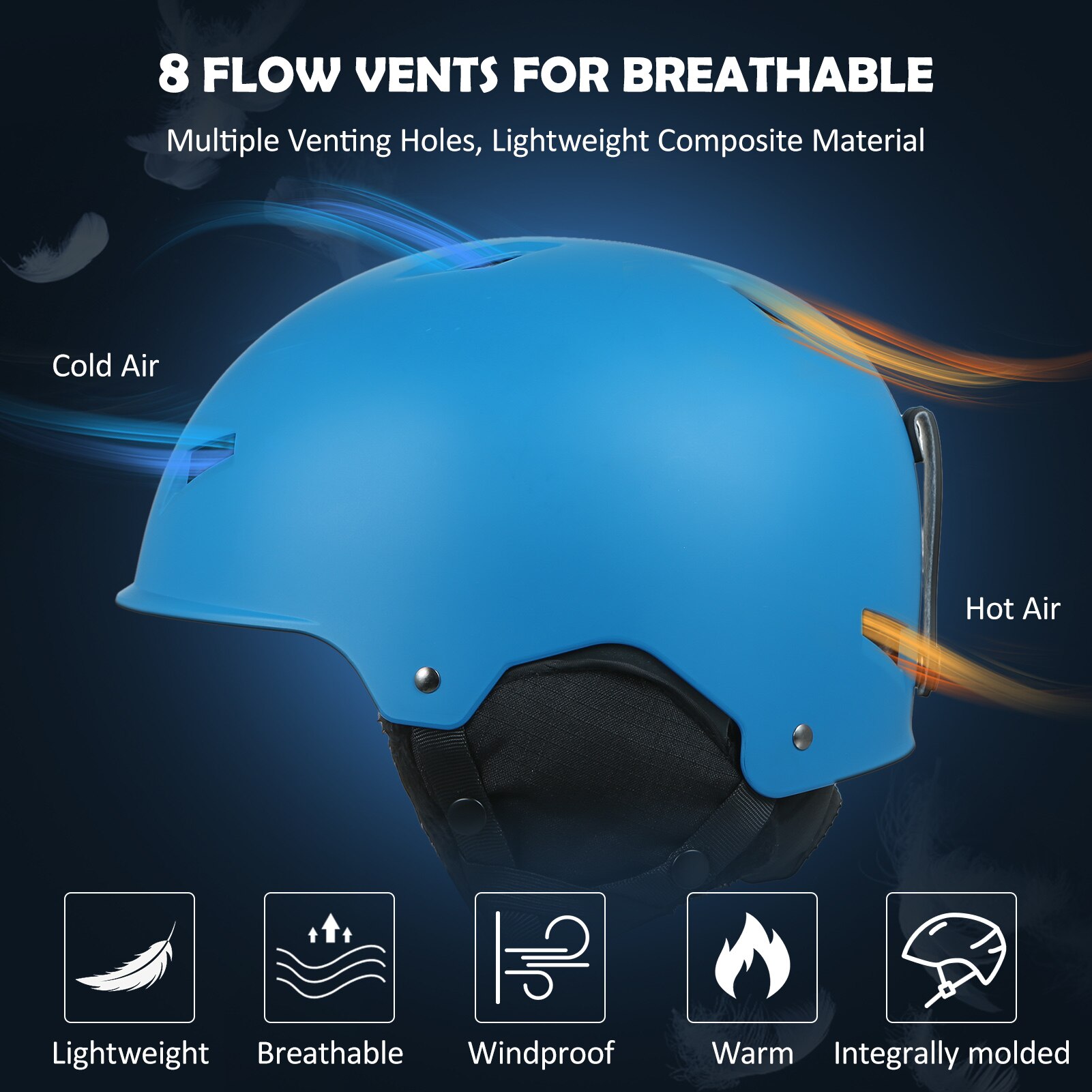 Casque de neige avec protège-oreilles détachable, pour hommes et femmes, de Snowboard avec lunettes à sangle fixe, de sécurité, de ski, de sport