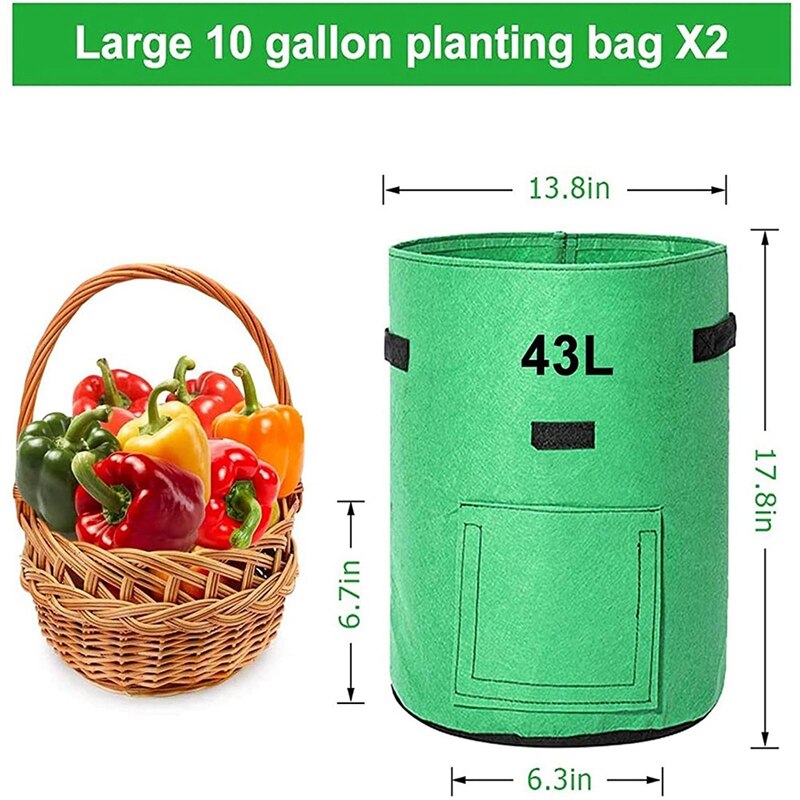 Potato Grow Bags , 2 Pack 10 Gallon Potato Growing Bags Potato Planting Bag Potato Planter with Flap and Handles