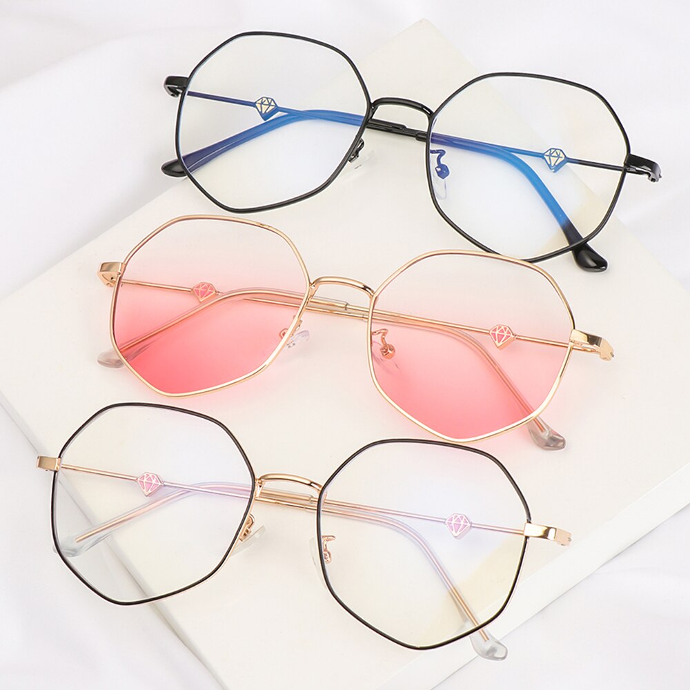 Ultralight Anti-Uv Blauw Stralen Straling Brillen Polygon Bril Frame Computer Bril Bijziendheid Bril Vlakke Spiegel Brillen
