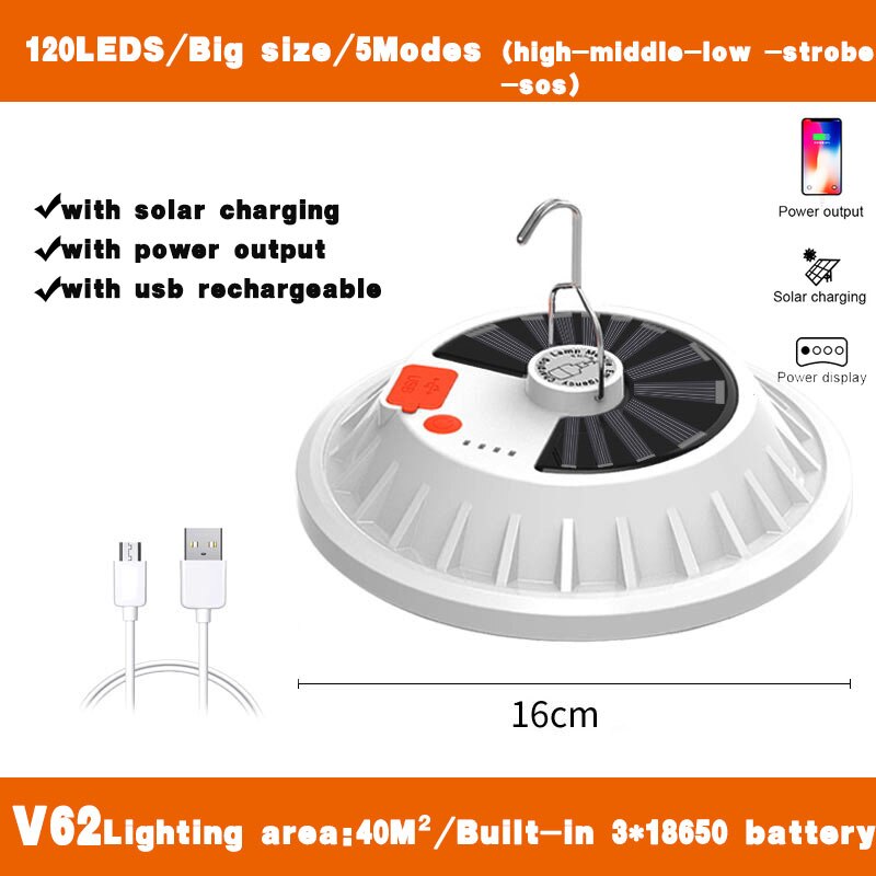 300W USB Rechargeable LED Bulb Lamp Remote Control Solar Charge Lantern Portable Emergency Night Market Light For Camping Home: Package  D