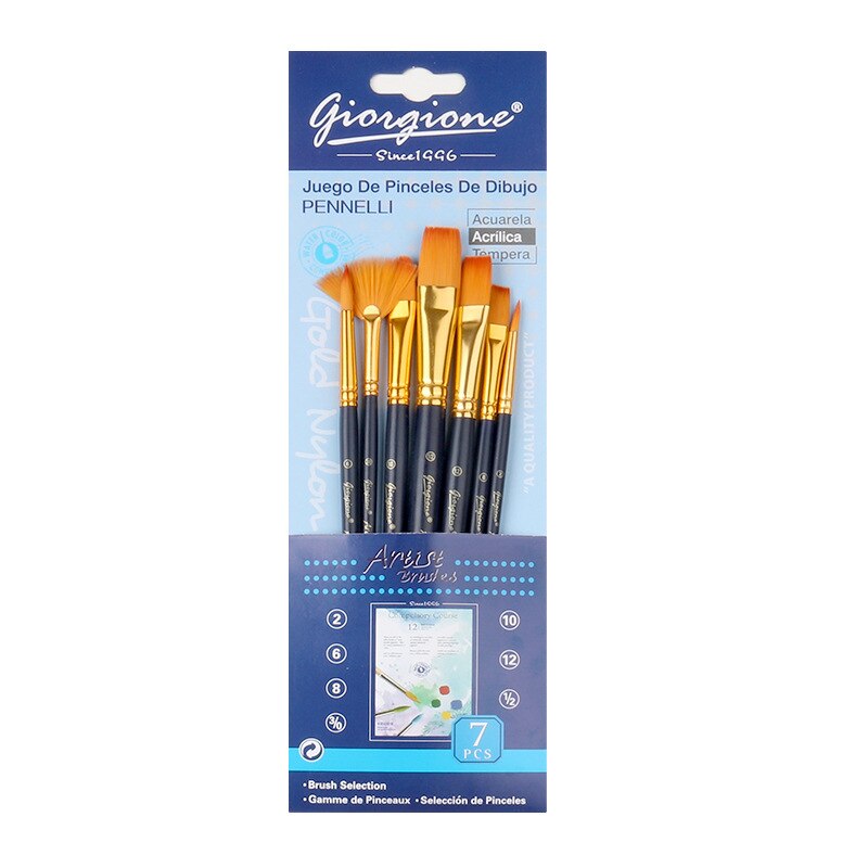 Juego de pinceles de Pintura Giorgione de nailon, Pincel plano Para Pintura al óleo, Pintura a Color agua, pinceles Para Pintura, suministros de arte