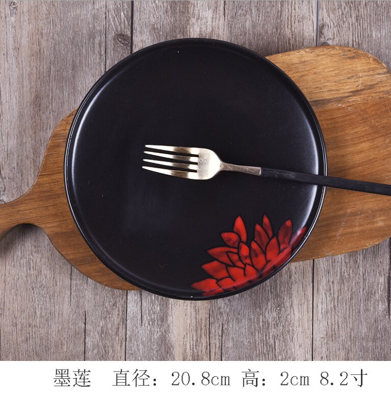 Køkkenudstyr i japansk stil bordservice keramisk plade kinesisk og vestlig madplade keramisk plade middagsplader til hjemmet: 8.2 tommer plade