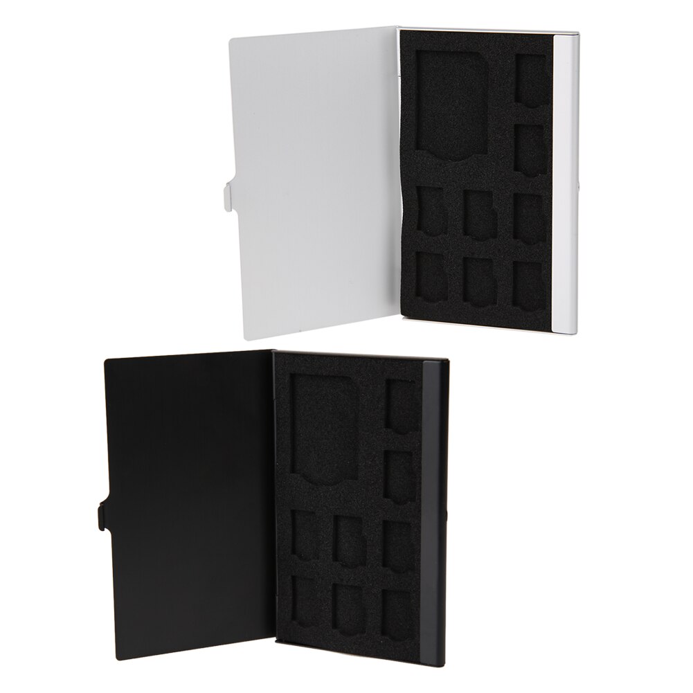 Monolayer Storage Box Case Holder Aluminum 1SD With 8TF Micro SIM Cards Pin Portable Memory Card Small Storage Boxes Black