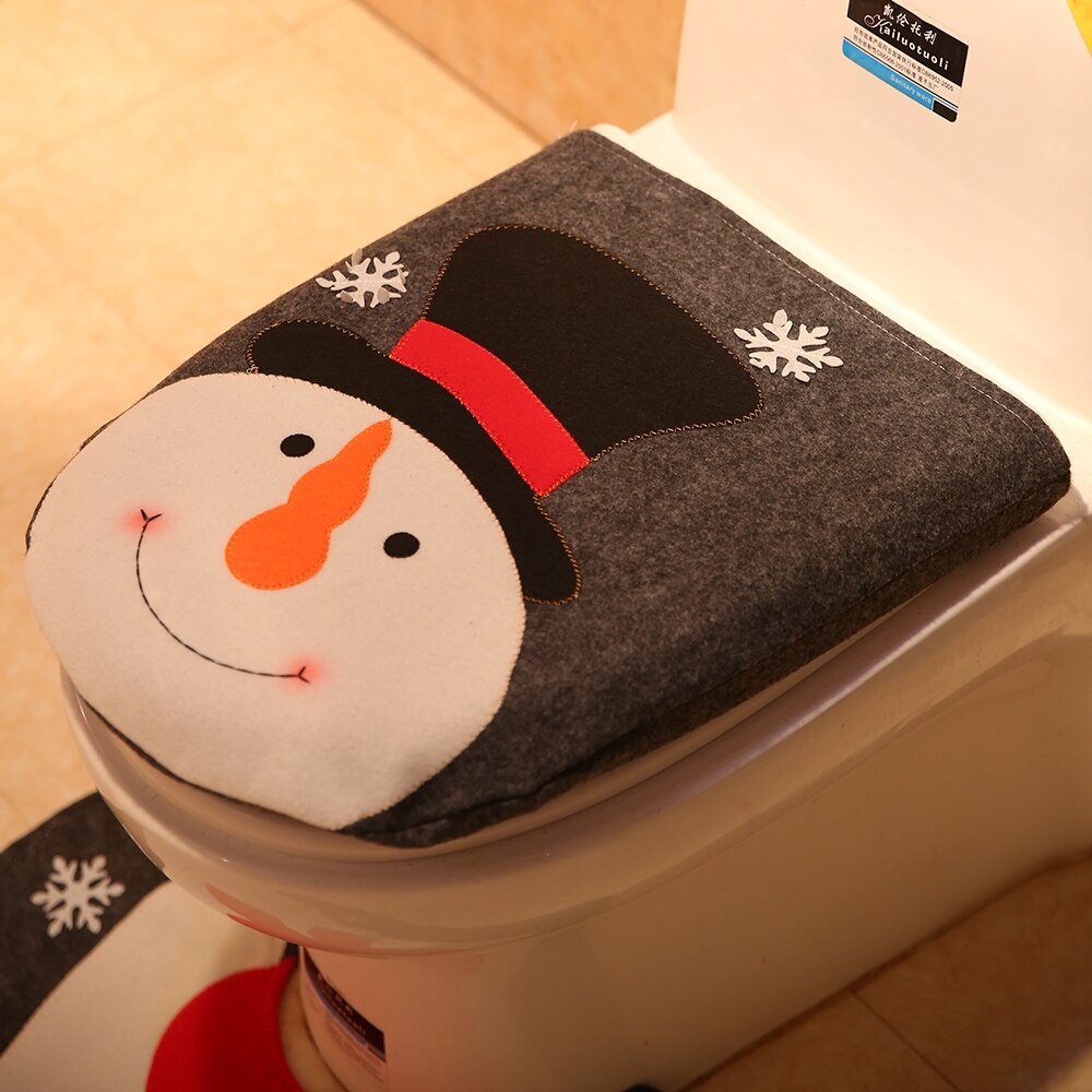 Luanqi toilette décoration père noël salle de bain tapis noël toilette siège & couverture noël toilette couvercle nouvel an noël décoration